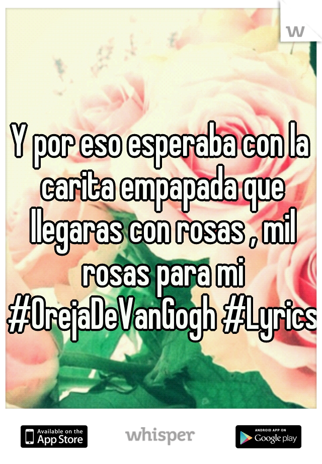 Y por eso esperaba con la carita empapada que llegaras con rosas , mil rosas para mi #OrejaDeVanGogh #Lyrics