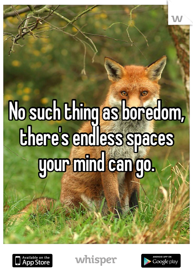 No such thing as boredom, there's endless spaces your mind can go.