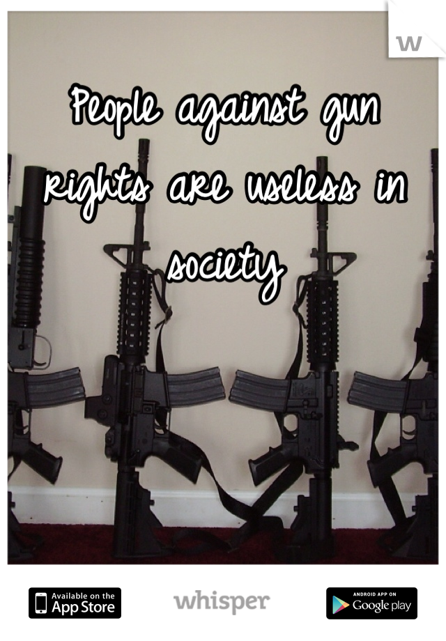 People against gun rights are useless in society 