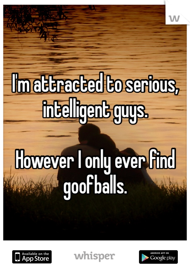 I'm attracted to serious, intelligent guys. 

However I only ever find goofballs. 