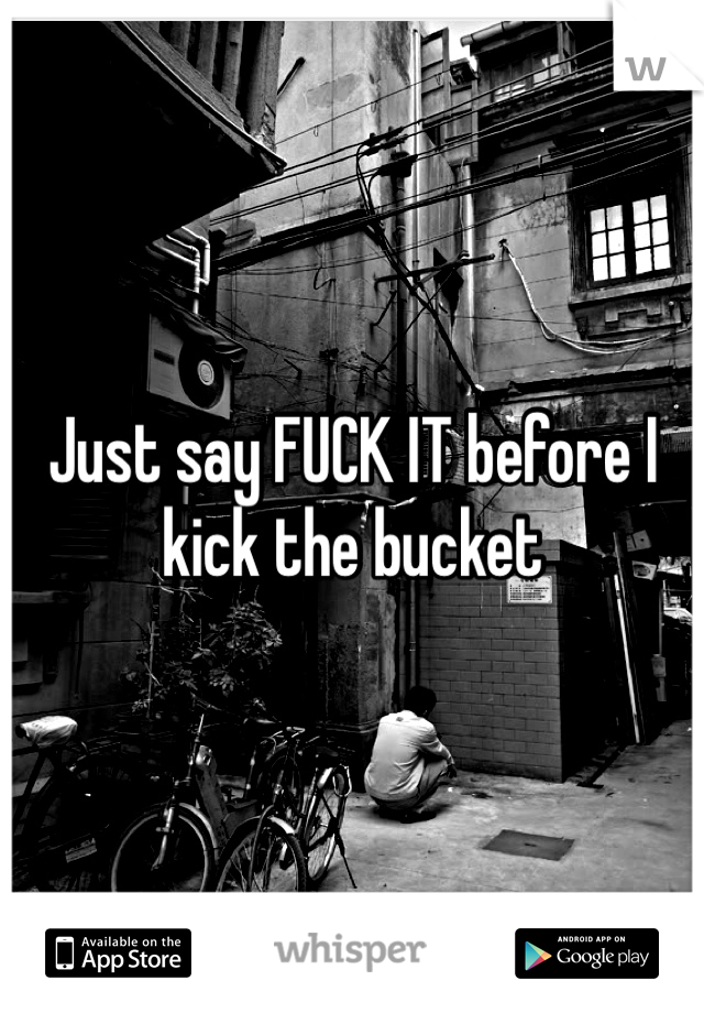Just say FUCK IT before I kick the bucket