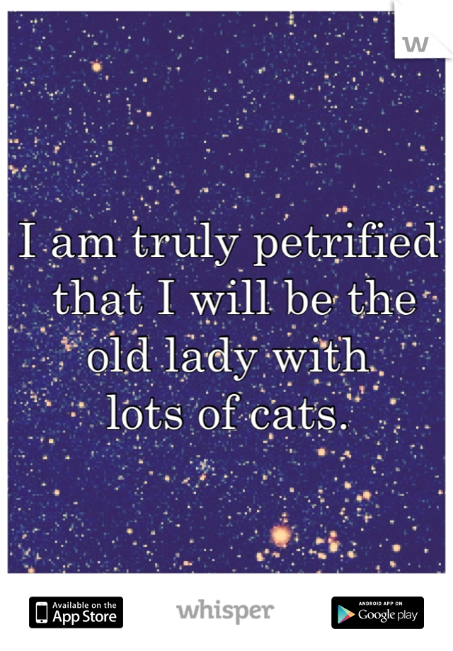I am truly petrified
 that I will be the 
old lady with 
lots of cats.