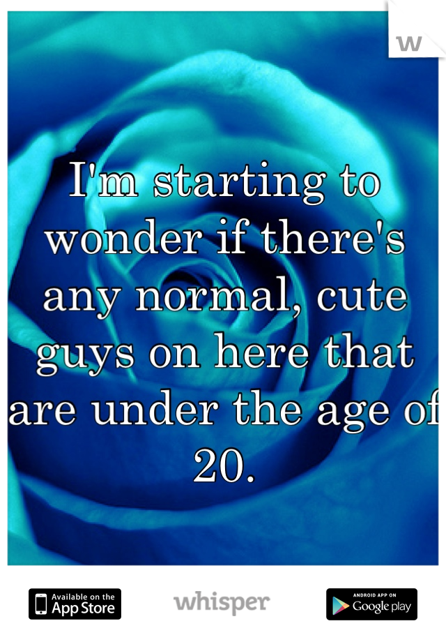 I'm starting to wonder if there's any normal, cute guys on here that are under the age of 20. 