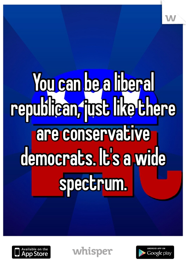 You can be a liberal republican, just like there are conservative democrats. It's a wide spectrum.