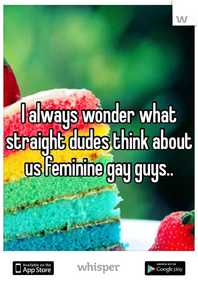 I always wonder what straight dudes think about us feminine gay guys..