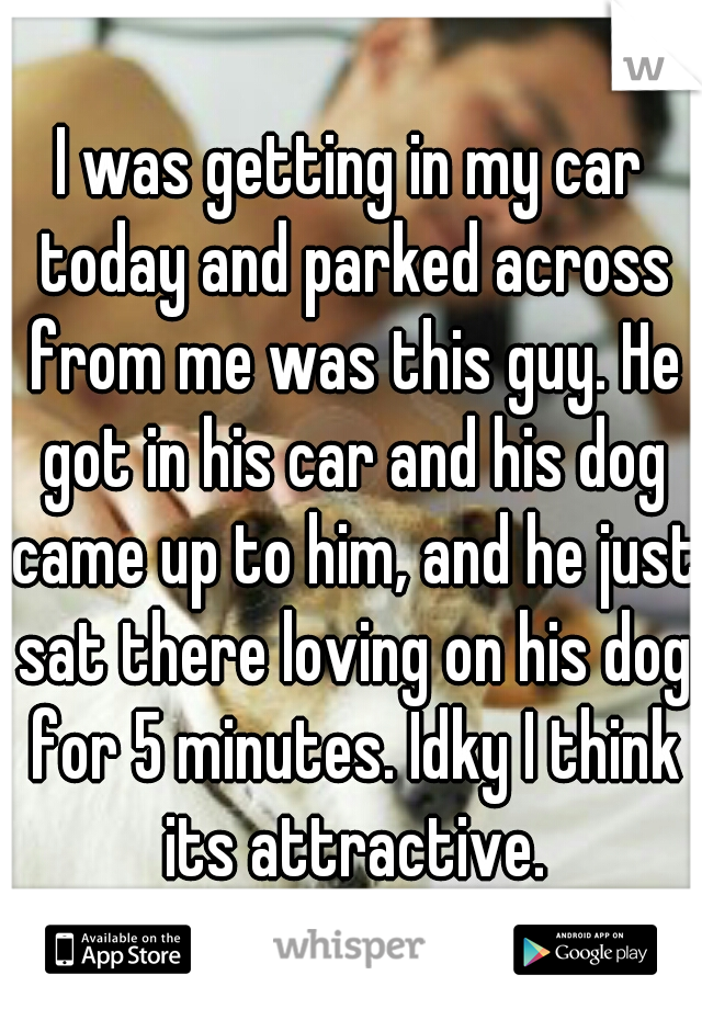 I was getting in my car today and parked across from me was this guy. He got in his car and his dog came up to him, and he just sat there loving on his dog for 5 minutes. Idky I think its attractive.
