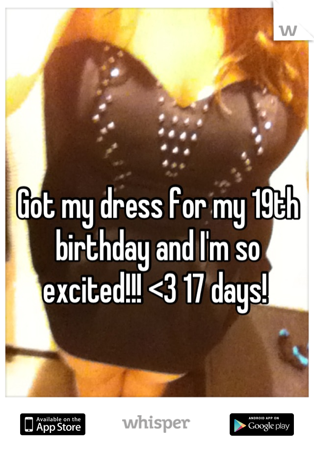 Got my dress for my 19th birthday and I'm so excited!!! <3 17 days! 