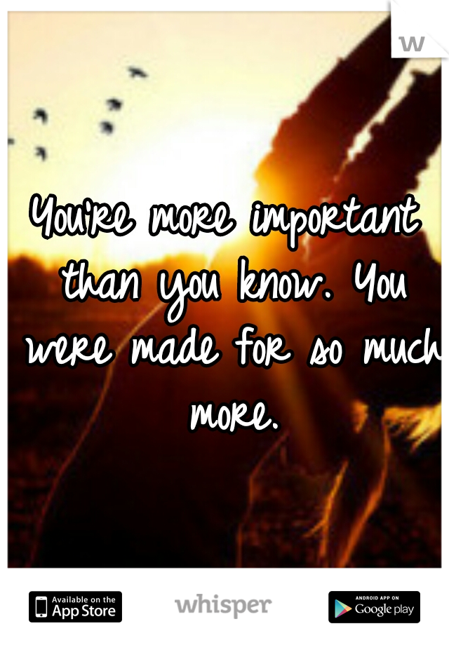 You're more important than you know. You were made for so much more.