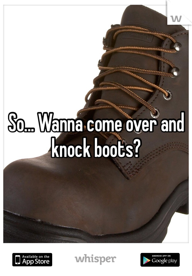So... Wanna come over and knock boots?