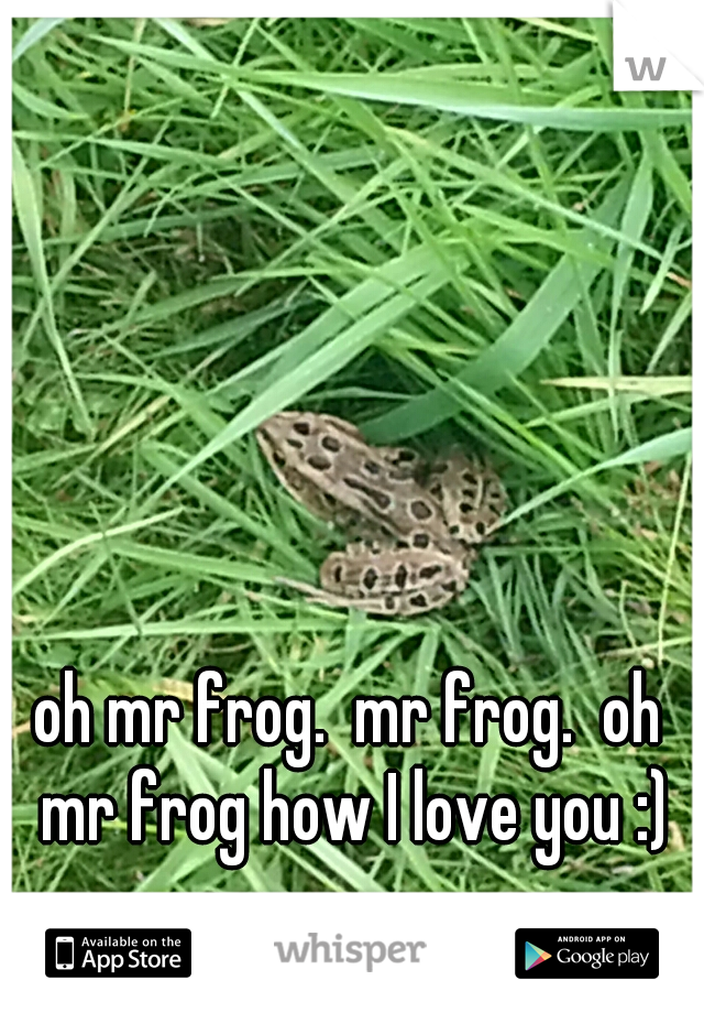 oh mr frog.  mr frog.  oh mr frog how I love you :)