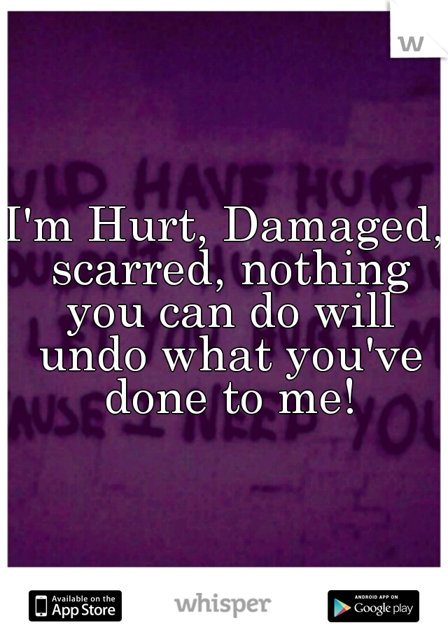 I'm Hurt, Damaged, scarred, nothing you can do will undo what you've done to me!