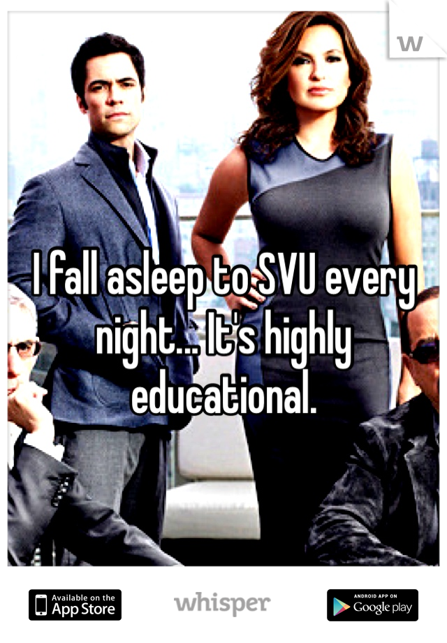 I fall asleep to SVU every night... It's highly educational.  