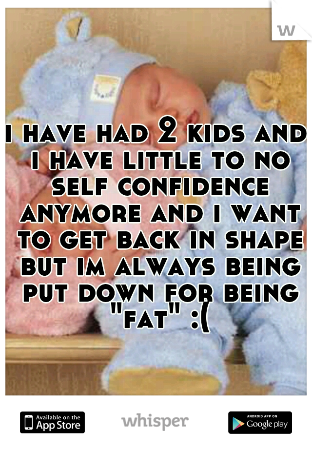 i have had 2 kids and i have little to no self confidence anymore and i want to get back in shape but im always being put down for being "fat" :(