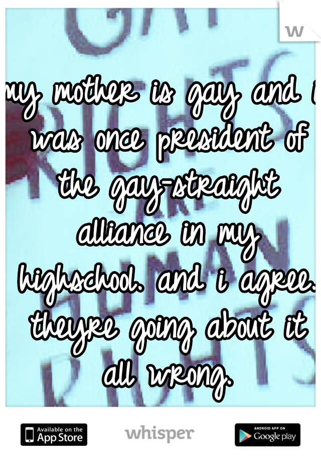 my mother is gay and i was once president of the gay-straight alliance in my highschool. and i agree. theyre going about it all wrong.