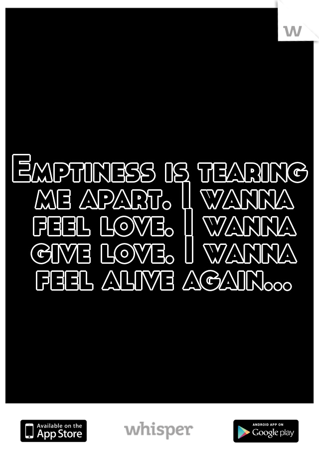 Emptiness is tearing me apart. I wanna feel love. I wanna give love. I wanna feel alive again...