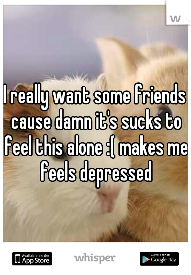 I really want some friends cause damn it's sucks to feel this alone :( makes me feels depressed