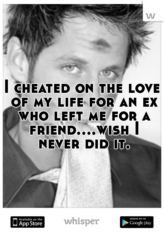 I cheated on the love of my life for an ex who left me for a friend....wish I never did it.