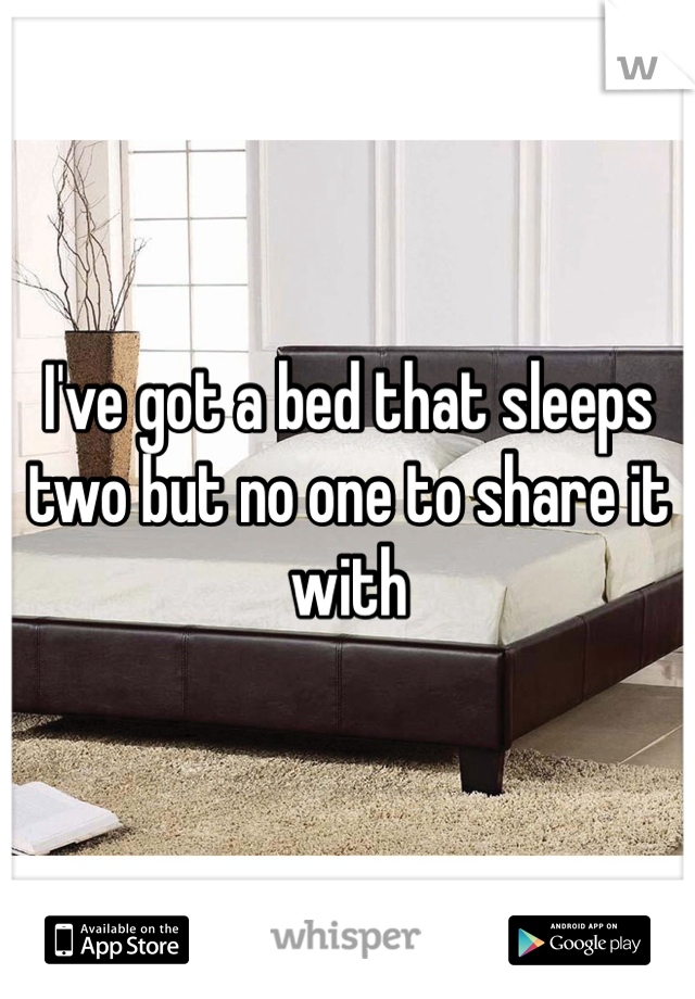 I've got a bed that sleeps two but no one to share it with 