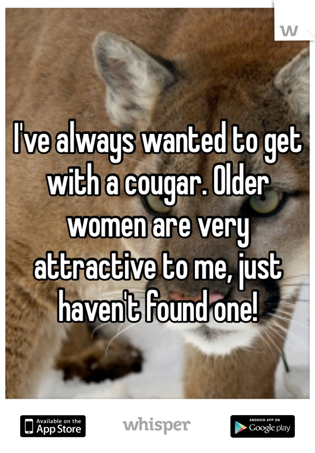 I've always wanted to get with a cougar. Older women are very attractive to me, just haven't found one! 
