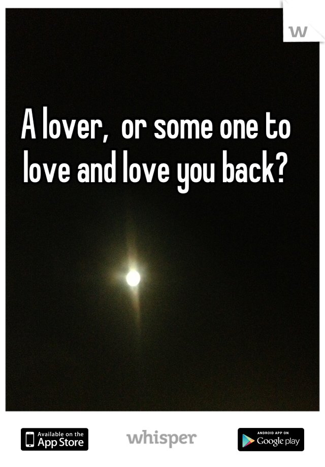 A lover,  or some one to love and love you back?