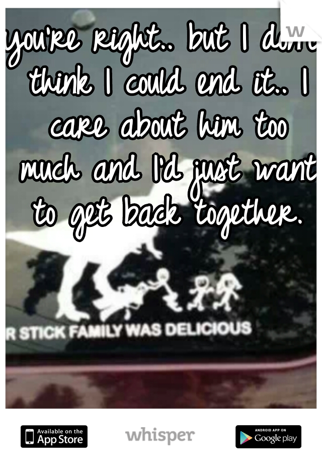 you're right.. but I don't think I could end it.. I care about him too much and I'd just want to get back together.
