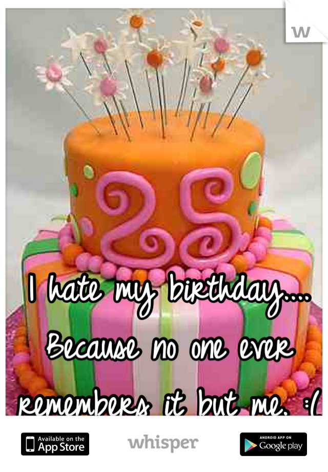 I hate my birthday.... Because no one ever remembers it but me. :(  