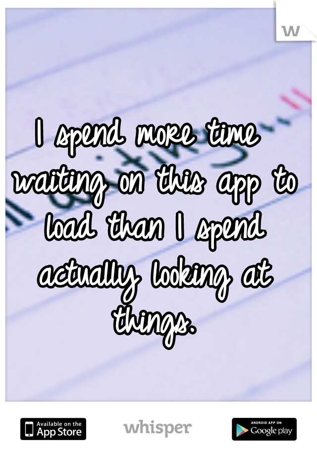 I spend more time waiting on this app to load than I spend actually looking at things.
