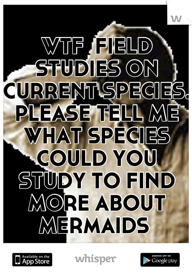 WTF  FIELD STUDIES ON CURRENT SPECIES. 
PLEASE TELL ME WHAT SPECIES COULD YOU STUDY TO FIND MORE ABOUT MERMAIDS 