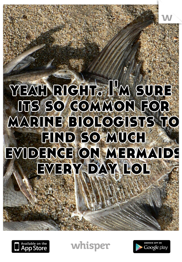 yeah right. I'm sure its so common for marine biologists to find so much evidence on mermaids every day lol