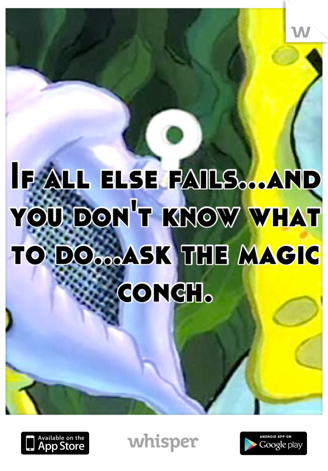 If all else fails...and you don't know what to do...ask the magic conch.