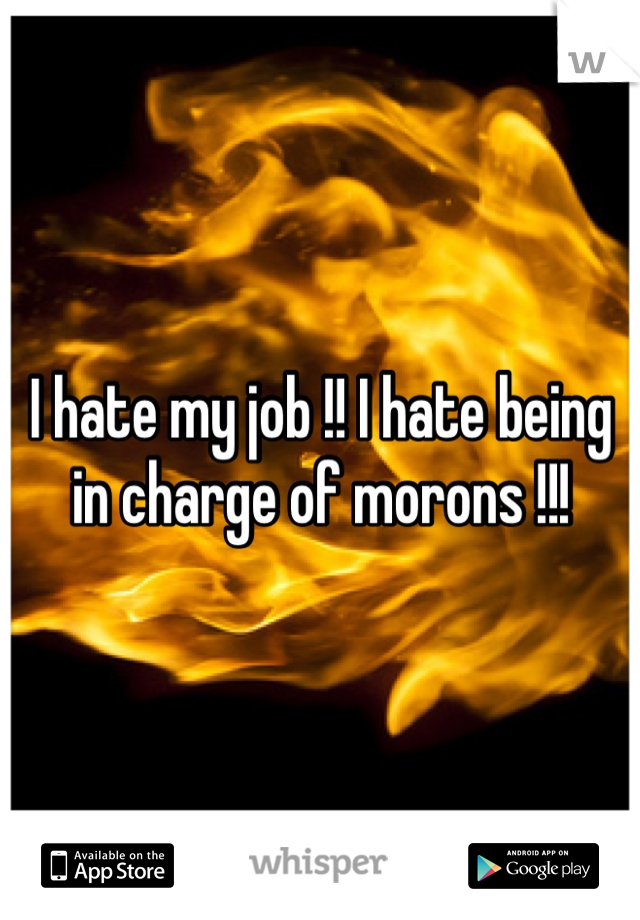 I hate my job !! I hate being in charge of morons !!! 