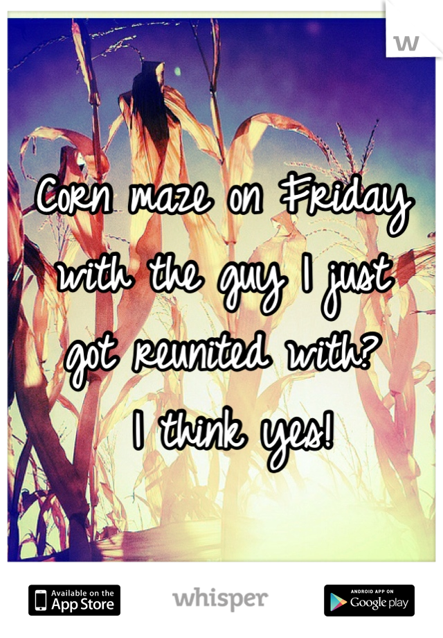Corn maze on Friday 
with the guy I just 
got reunited with?
 I think yes!