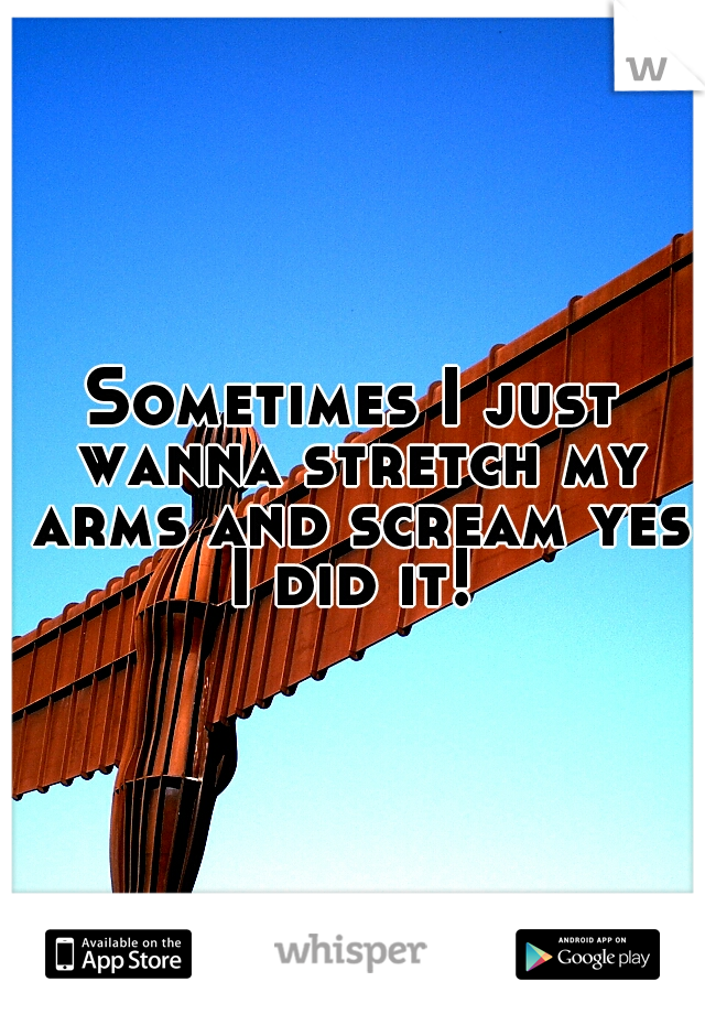Sometimes I just wanna stretch my arms and scream yes I did it! 
