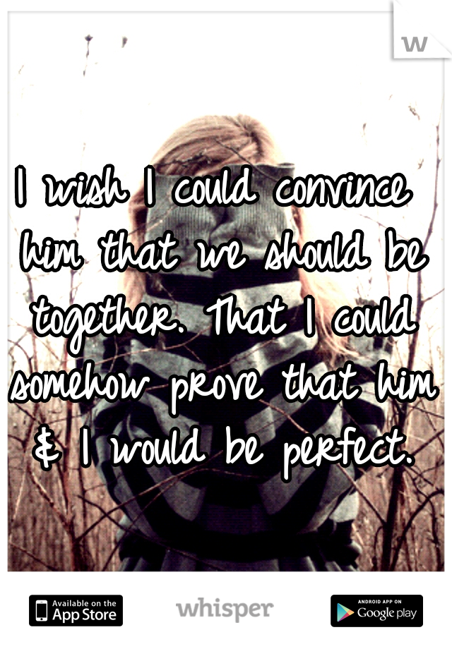 I wish I could convince him that we should be together. That I could somehow prove that him & I would be perfect.