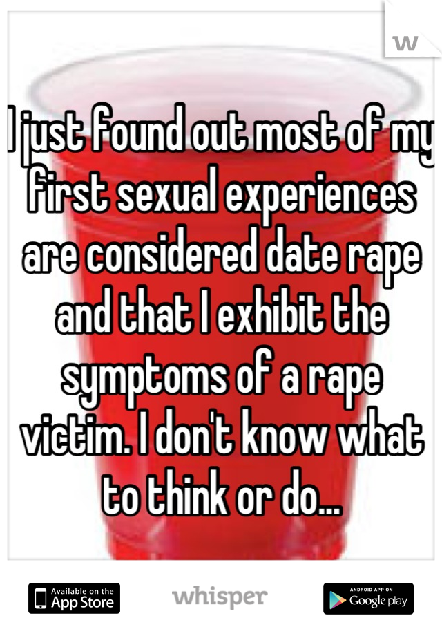 I just found out most of my first sexual experiences are considered date rape and that I exhibit the symptoms of a rape victim. I don't know what to think or do...