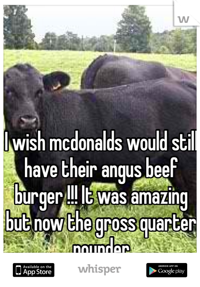 I wish mcdonalds would still have their angus beef burger !!! It was amazing but now the gross quarter pounder 