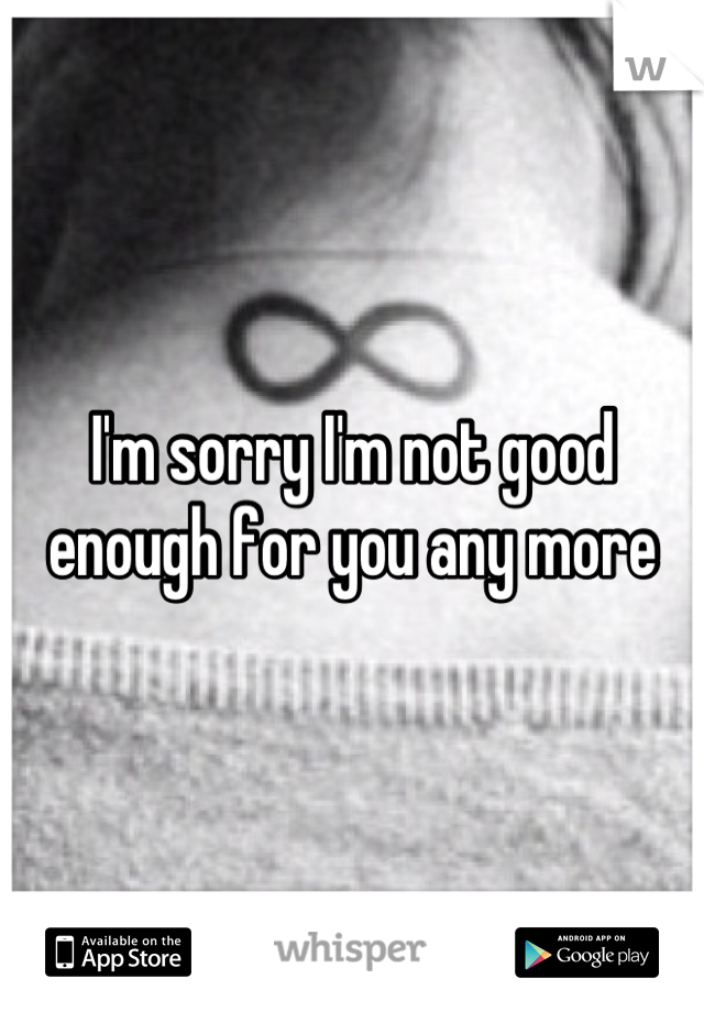 I'm sorry I'm not good enough for you any more