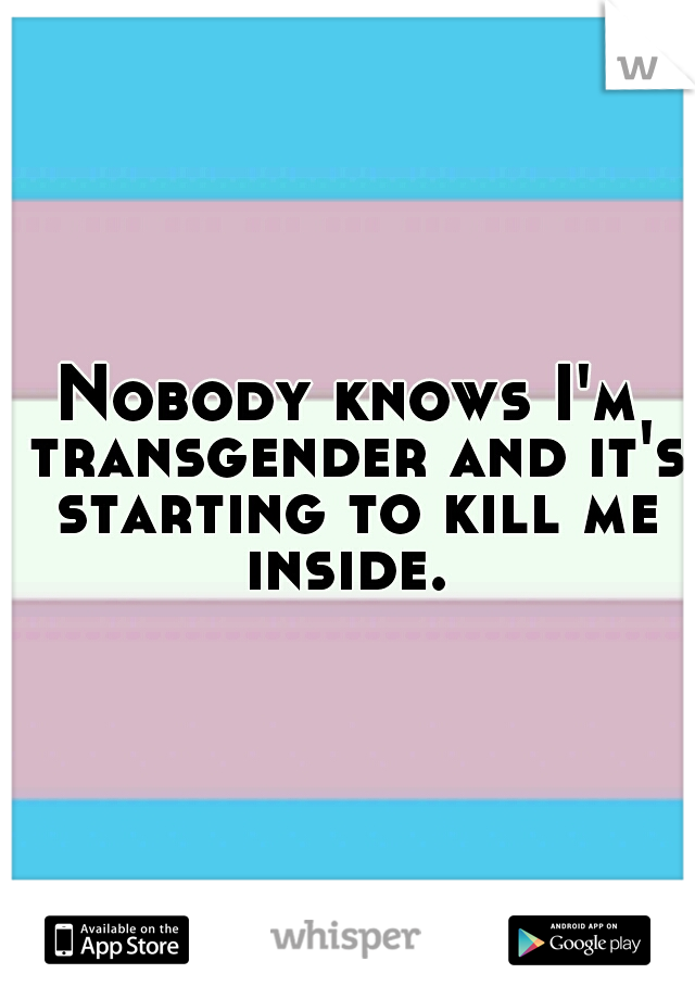 Nobody knows I'm transgender and it's starting to kill me inside. 