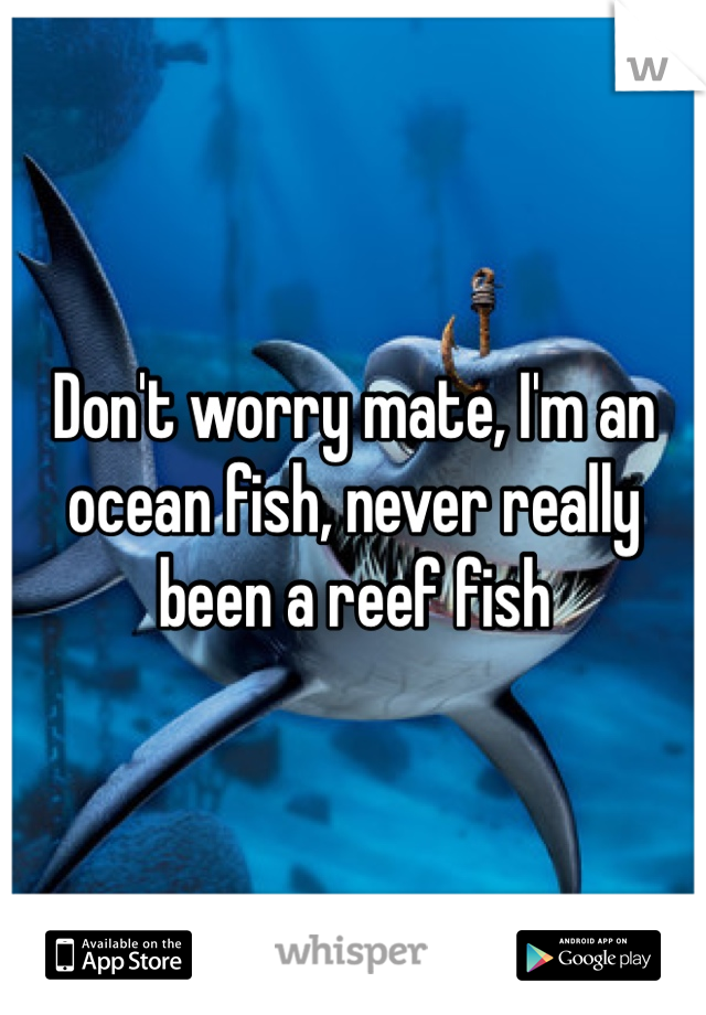 Don't worry mate, I'm an ocean fish, never really been a reef fish