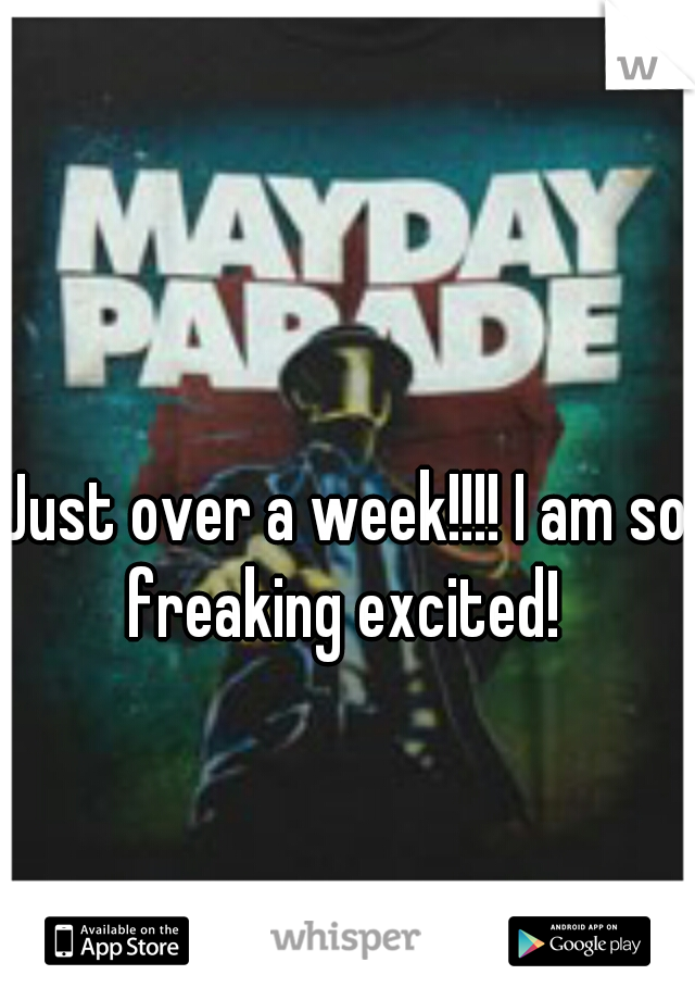 Just over a week!!!! I am so freaking excited! 