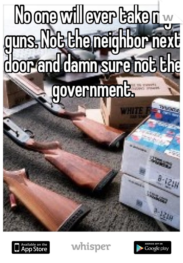 No one will ever take my guns. Not the neighbor next door and damn sure not the government. 