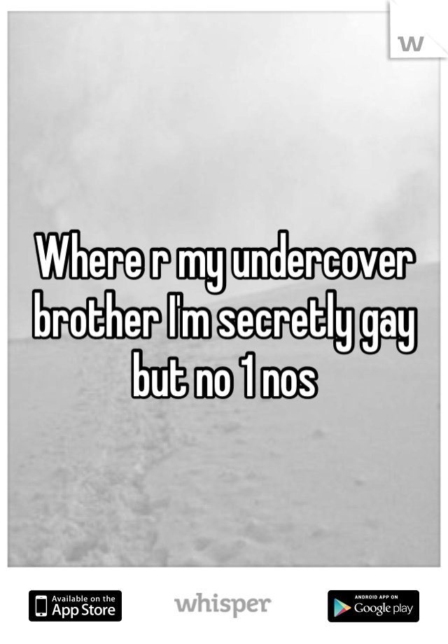 Where r my undercover brother I'm secretly gay but no 1 nos 
