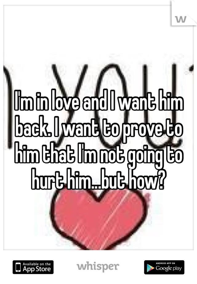 I'm in love and I want him back. I want to prove to him that I'm not going to hurt him...but how? 