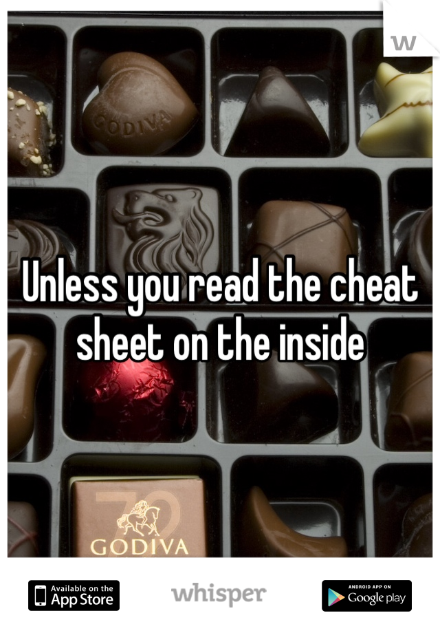 Unless you read the cheat sheet on the inside 