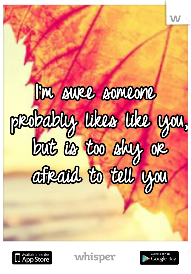 I'm sure someone probably likes like you, but is too shy or afraid to tell you