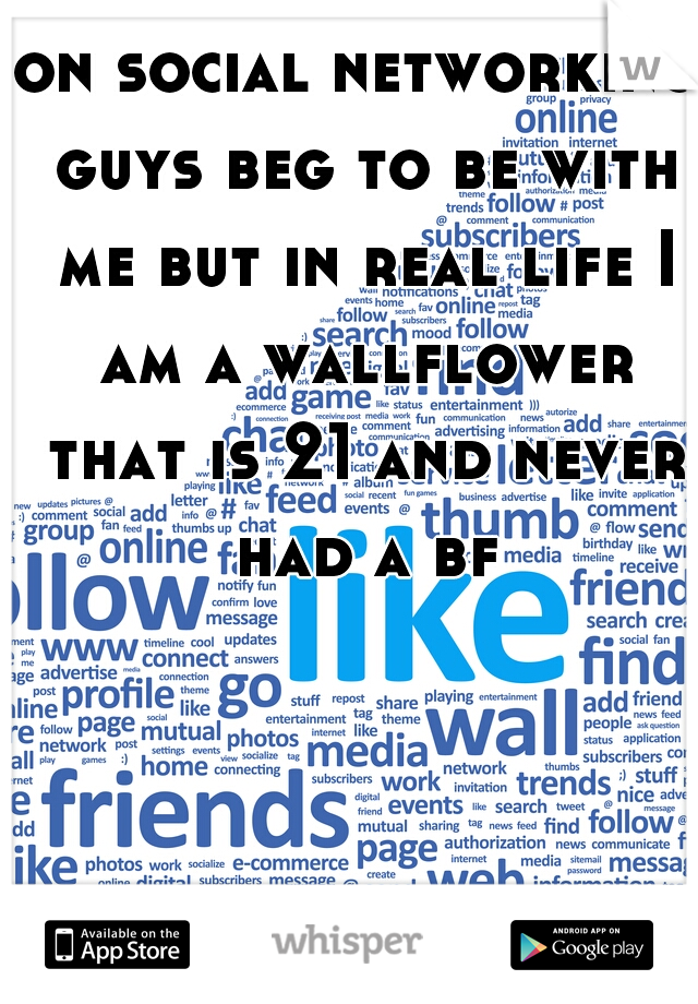on social networking guys beg to be with me but in real life I am a wallflower that is 21 and never had a bf