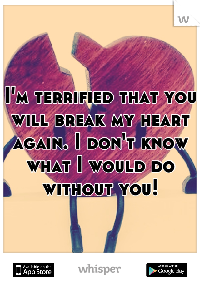 I'm terrified that you will break my heart again. I don't know what I would do without you!