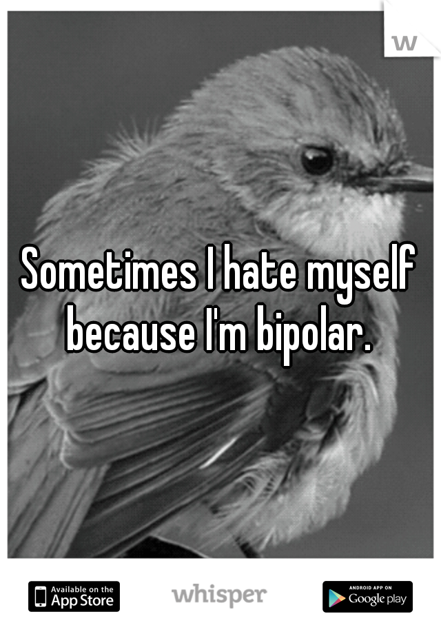 Sometimes I hate myself because I'm bipolar. 
