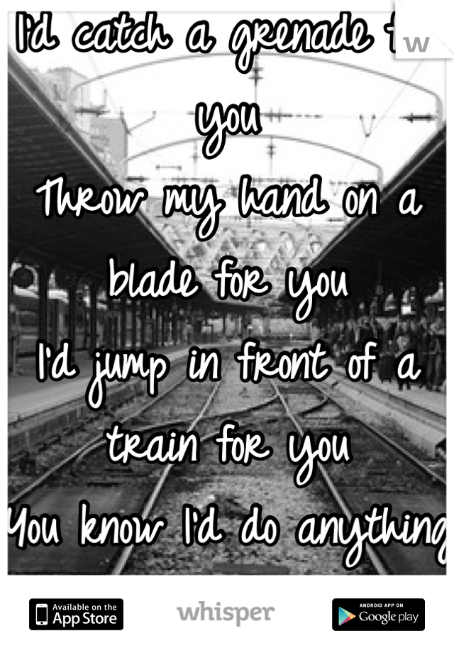 I'd catch a grenade for you
Throw my hand on a blade for you
I'd jump in front of a train for you
You know I'd do anything for you