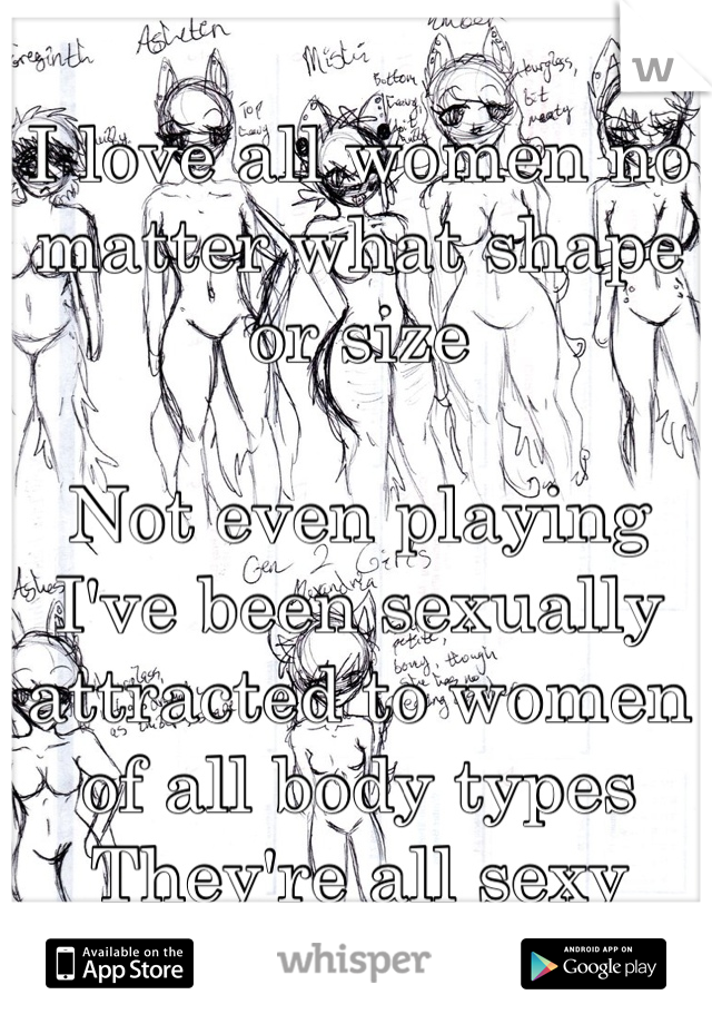 I love all women no matter what shape or size

Not even playing I've been sexually attracted to women of all body types
They're all sexy